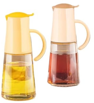 AMULONG Aceitero Aceitera y Vinagrera Juego De 2 Botes De Aceite De Vidrio For Cocina, A Prueba De Fugas, For Salsa De Soja Y Vinagre Aceiteras para Cocina