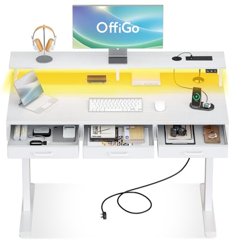 OffiGo Standing Desk with 3 Storage Drawers, 120cm Height Adjustable Desk