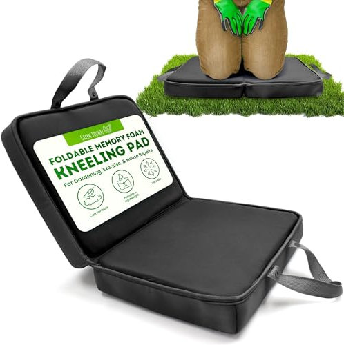 Green Thumbz Black Garden Kneeling Pad - 1 Pack Kneeling Pads for Working on Knees, Foldable Memory Foam Knee Cushion with Handles for Gardening, Housework and DIY