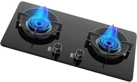 Gaskocher Mit 2 Brennern, 4,8 KW Küchenherd Auf Der Arbeitsplatte, Topflappen Aus Gehärtetem Glas Und Gusseisen, Mit Flammendurchschlagschutz, For Wohnmobile Und Camping(NG)
