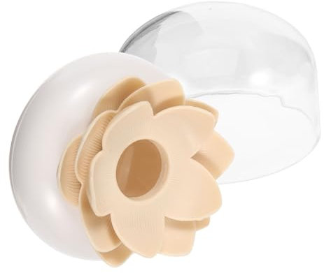 FUNOMOCYA Contenitore Porta Bastoncini Cotone a Forma di Fiore di Loto, Multiuso in Plastica Resistente Coperchio, Design Elegante per Cassetti e Armadietti