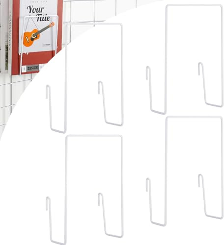 MorningRo 4 Pack Wall Grid Panel Accessories Gridwall Shelf Metal Wire Magazine Holder Literature Display Book Mail Card File Organizer Bookshelf Hooks for Exhibition Trade Show Office Retail (White)