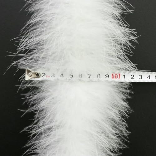 2 Meter weiße, flauschige Truthahnfedern-Boa, DIY-Weihnachtsbaum-Federband, Hochzeitskleid-Dekoration, Federboa zum Basteln, 22 Gramm