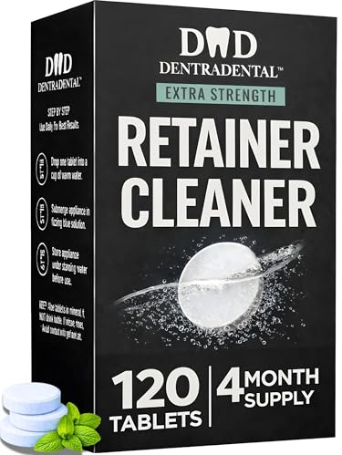 Retainer Cleaner Tablets - 4 Month Supply (120 Tablets) - Clean Retainers, Mouth Guards, Dentures - Removes Odor & Plaque (120 Pcs)