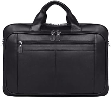 UZOURI Borse for computer portatili aziendali, cartelle, borse for laptop, borse a mano, borse a tracolla in pelle(Black)
