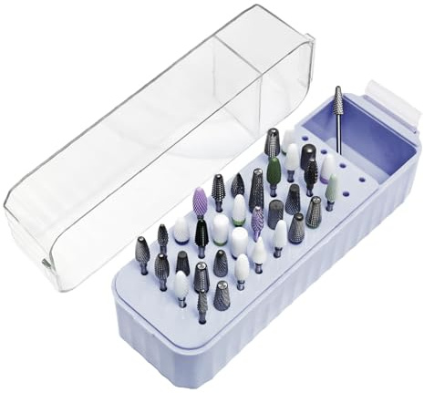 Boîtier pour Forets d'Ongle - Contenant Organisateur à 40 Emplacements pour Fraises de Manucure | Boîte de Rangement avec Couvercle Transparent Anti-Poussière pour Meulage, Soin des Cuticules,