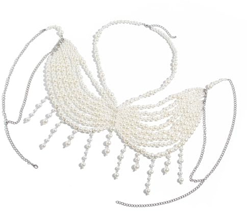 Mehrzweck-Perlen verzierte Körperkette, BH, Strandmode, Schmuck-Accessoire für modische Frauen, Damen, für den täglichen Gebrauch, Kostüme, Schmuck, Einheitsgröße, Wie beschrieben, Wie beschrieben