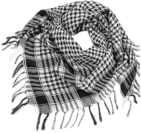 DqiUnaX Kufiya, Palästina Tuch, Keffiyeh, Palästinensertuch, Schwarz Weiß Karo Muster, 100 X 100 Cm, Shemagh, Vielseitig Einsetzbar