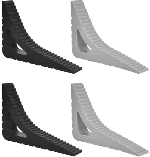 LINTRA 4 Stück Türstopper Keil, Rutschfest Türkeil Gummi, Dreieckig Fensterstopper Beim Lüften, Schwarz und Grau Fensterkeile zum Lüften, für Zuhause, Büro, Hotel