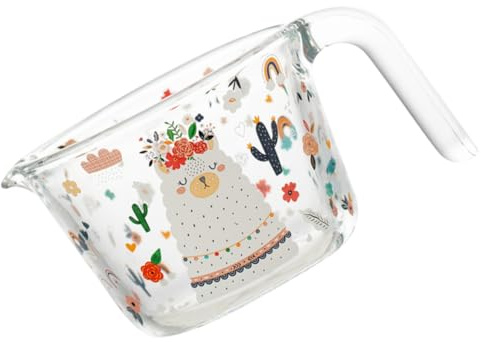 LOLIPPYY Jarra Medidora de Vidrio con Escala Clara Resistente Altas Temperaturas Capacidad Grande Diseño de Dibujos Animados Accesorio Práctico para Cocina y Repostería Doméstica