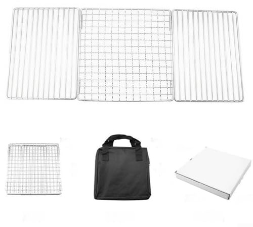 Grille de barbecue pliable 50 x 20 cm en acier inoxydable pour barbecue avec sac, maille de cuisson en plein air pour camping et pique-nique