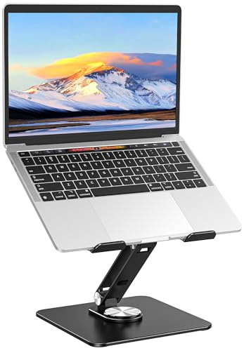 Auvo ALS06 Laptop Stand, Adjustable Computer Stand with 360° Rotating Base, Ergonomic Laptop Riser for Desk, Fits 11-15.6 inch Laptops