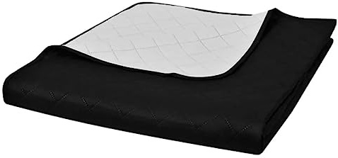 Copriletto Trapuntato Double-Face in Microfibra, Design a Rombi per Calore e Comfort, Copriletto trapuntato, biancheria da letto, Adatto per Camera da Letto, Nero/Bianco, 220x240 cm