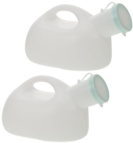 VALICLUD Orinatoio Maschile Portatile con Coperchio 2000 Ml Set 2 Pezzi Contenitore per Urina da Viaggio e Emergenza Bottiglia per Uomo Anti-Rovesciamento Adatta a Camper e Auto