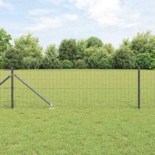 Recinzione frangivista doppia asta, recinzione con palo grigio 0,6 x 50 m in acciaio