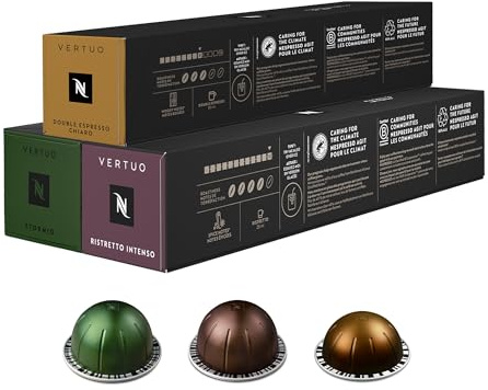 Nespresso Vertuo Coffee Pods, Intense Variety pack 30 pods | (3 sleeves) - 10 Intenso, 10 Chiaro, 10 Stormio