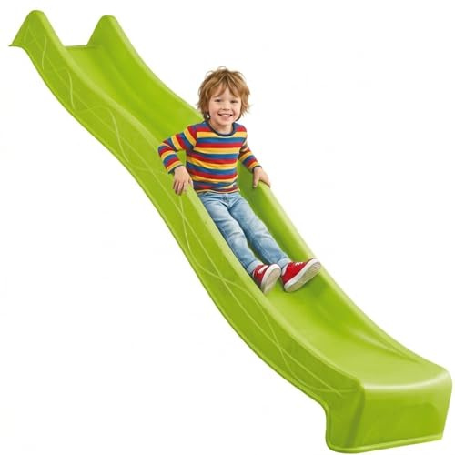 SPIELTURMKING Kinder Rutsche 2,90 m Outdoor Garten Spielgeräte, Limongrün | Stabile Wasserrutsche für Kinder, Alternative zu Indoor Spielgeräten, Kinderrutsche, Wellenrutsche für Podestöhe 1,50 m