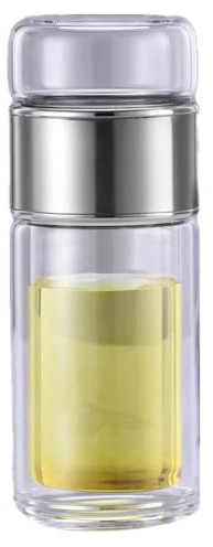Agmoctz Botella de Agua para Té de Vidrio de Borosilicato Vaso Infusor de Doble Capa con Filtro de Té, Artículos para Beber para Uso Diario