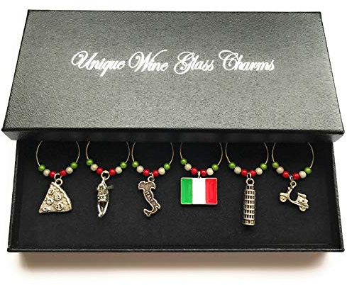 Libby's Market Place Italy Wine Glass Charms with Gift Box