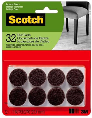 3M SP822-NA Feltrini per mobili, 2,5 cm Rotondo, marrone, 32 ct, quantità: 6.