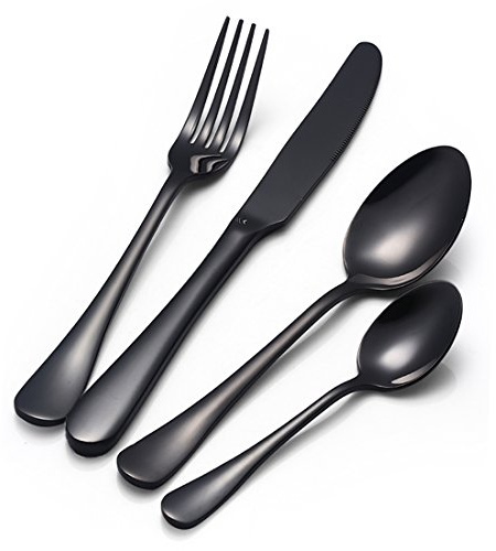 Besteckset 16stk Buyer Star Edelstahl Besteckset Schwarz Messer Gabeln Besteckservice für 4 Personen