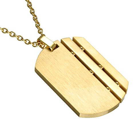 PAURO Herren Edelstahl Matte Gebürstetem Silber/Gold Militär Armee Hundemarke Anhänger Charm Halskette