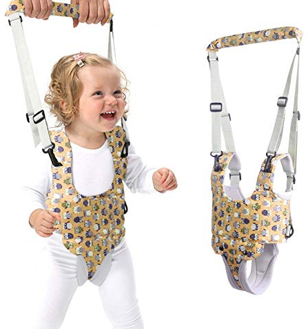 Lauflernhilfe Gehhilfe für Baby,mit einstellbar Gurt für 7-24 Monaten Kleinkind Stehen Gehen Lernen Helfer Walker (Gelb)