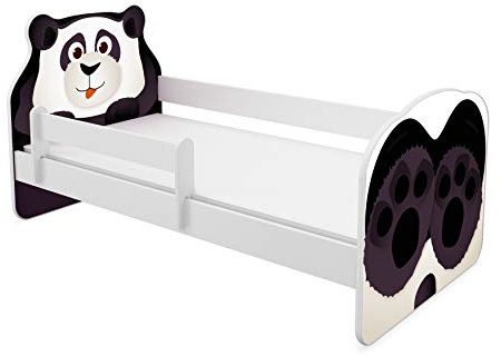 ACMA Tiere VII Kinderbett Jugendbett Matratze Rausfallschutz Lattenrost Spielbett Kinderzimmer Möbel (06 Panda, 160x80 cm)