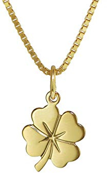 trendor Kleeblatt Anhänger Gold 333 (8 Karat) + goldplattierte Halskette | Halsschmuck für Kinder, Goldschmuck ist eine tolle Geschenkidee