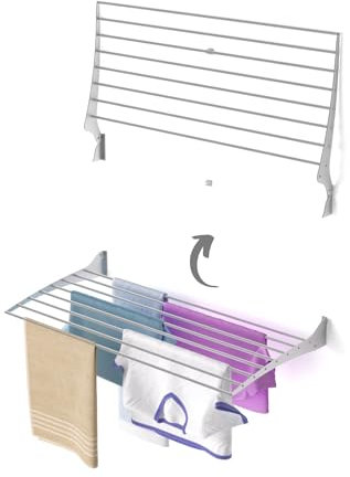 foxydry Fold, Stendibiancheria da parete, Stendino Verticale, Pieghevole da Interno e Esterno in Alluminio e Acciaio 100x50x10 cm (100)