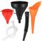 3 Stück Einfülltrichter Set, rechtwinkliges flexibles Kunststoff Trichter Set, Universal Auto Benzin Kraftstoff Trichter mit abnehmbarem Auslauf und langen Trichtern (Rot/Orange/Schwarz-3 Stück)