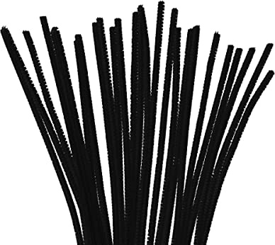 INNSPIRO Pfeifenreiniger, Chenille, Schwarz, 6 mm x 30 cm, 25 Stück, ideal für Bastelarbeiten mit Kindern, Dekorationen und kreative Aktivitäten