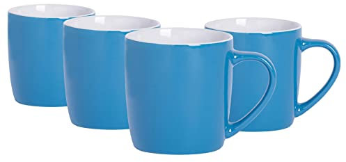 Argon Tableware Coloured Coffee Mugs - Blue - 350ml - Pack of 4 - Gloss Ceramic Stoneware Latte Cappuccino Cups Hot Chocolate Cups Colourful Mug Set with Handle