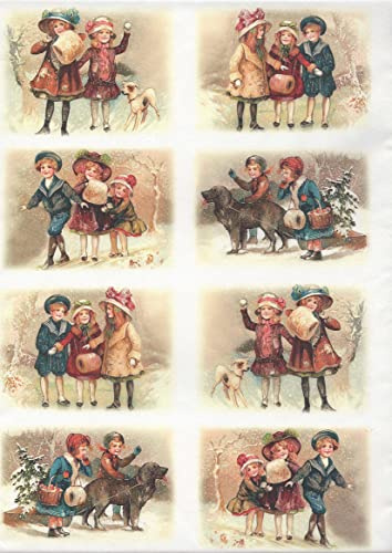Zita´s Creative Reispapier A4 - Victorian Christmas. Motiv-Strohseide, Strohseidenpapier, Decoupage Papier