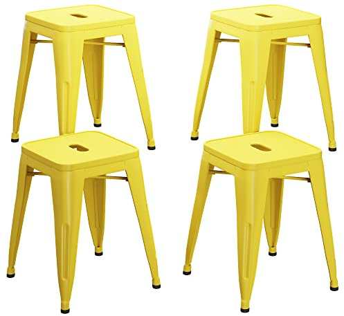 WENTMENT 18 Inch Stools Set of 4 Dining Room Chairs Vintage Stackable BacklessStools for Classroom Back to School Home Kitchen