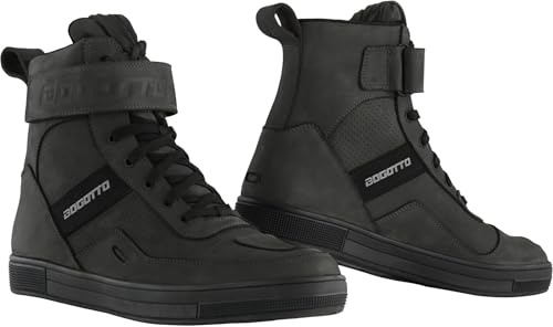 Bogotto Denton perforierte wasserdichte Motorrad Schuhe, schwarz, 42