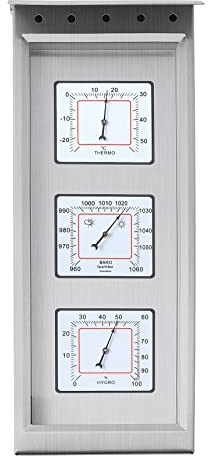 Youshiko 3 in 1 (Latest 2026 Version) Weather Station for Indoor and Outdoor use, Barometer Thermometer Hygrometer with stainless steel frame (White)