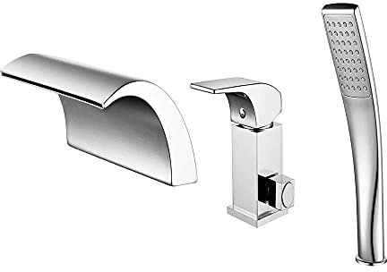 ZLCO Washbasin Faucet,Bathroom Sink Tap Hot Cold Faucet Washbasin Single Handle Faucetsque Copper Waterfall Bathtub Taps Led Hand Shower Bathtub Taps Present