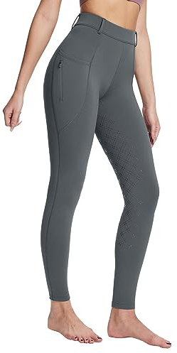 BALEAF Damen Winter-Reithose Fleece-Reithose Vollbesatz Reithose Reißverschluss-Taschen Leggings