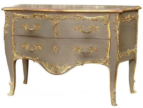 Casa Padrino cómoda Barroco con 2 cajones Gris Antiguo/Oro - Cómoda de Madera Maciza Hecha a Mano en Estilo Barroco - Muebles barrocos Hechos a Mano - Noble y Magnífico