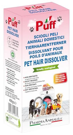 Puff Aditivo para lavadora para eliminar el pelo de animales, atrapa y elimina el pelo de perro, gato, caballo, 400 g, ecológico y dermatológicamente probado, higieniza y elimina olores – Uso óptimo a