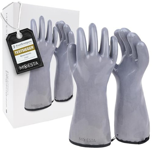 MOESTA-BBQ 19832 HeatPro Guanti termici – Guanti da forno in silicone – resistenti al calore fino a 350° Celsius, lavabili – XL 10 grigio