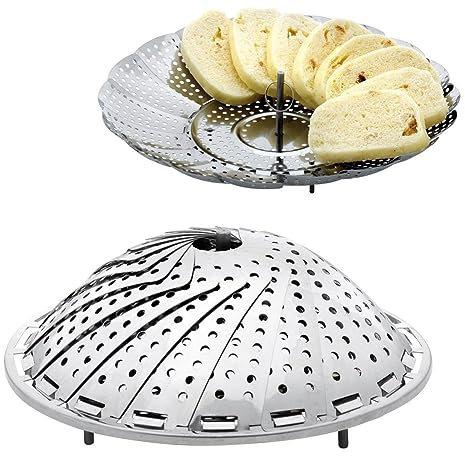 Dämpfeinsatz Dampfgar-Einsatz Dämpfkorb aus Edelstahl faltbar 14-23 cm