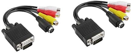 UKCOCO 2 Stücke Universal Pc Adapter Kabel Tv Konverter 3 Buchsen S-video Audio Linie Schwarz Kompatibel Die Meisten Karten