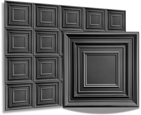 Eurodeco 20 pièces 3D Panneaux muraux & Plafond, 50cm x 50cm en Plastique PVC, Mur 3D, Plafond 3D, revêtement Mural, Salle de Jeux, 5m² - 1mm d'épaisseur