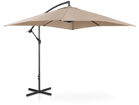 Helloshop26 Parasol déporté rectangulaire 250 x 250 cm inclinable crème 14_0007585