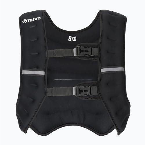 Trexo Laufweste Damen - 8kg Weighted Vest Running Vest - Universelle Trainingsweste mit Verstellbaren Riemen - Atmungsaktiv, Wasserabweisend, Reißfest - Reflektierende Details, Einheitsgröße