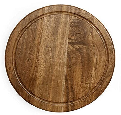 TRoki Hermoso Juego de Tabla de Queso giratoria con Tabla de charcutería Redonda Plegable de Madera y 3 Cuchillos