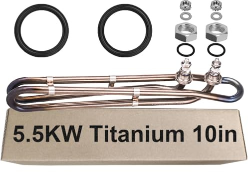 Dgqtrx 5.5kw Titanium Hot Tub Heater Element for Balboa Spa Heater Element，Flo-Thru Universal Hot Tub Heater Replacement Element（10 in）