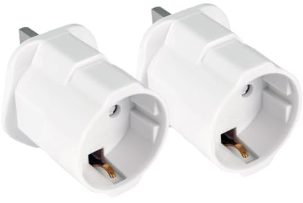 OcioDual 2X Adaptador Enchufe UK, Adaptador Enchufe UK a Europeo, Plug | Adapter, Convertidor de 2-Pin Europa a 3-Pin Inglaterra con Seguridad para Niños, Blanco